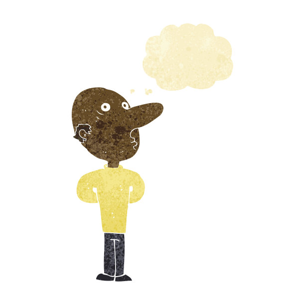 卡通秃头男人与思想泡泡图片下载