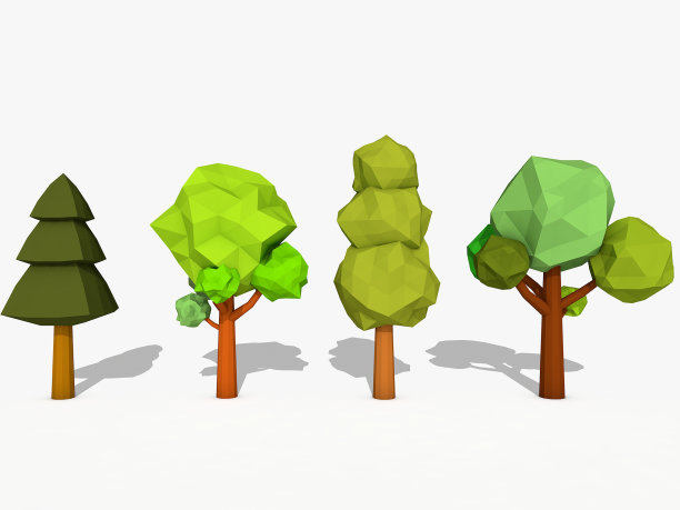 卡通树低聚风格图片下载