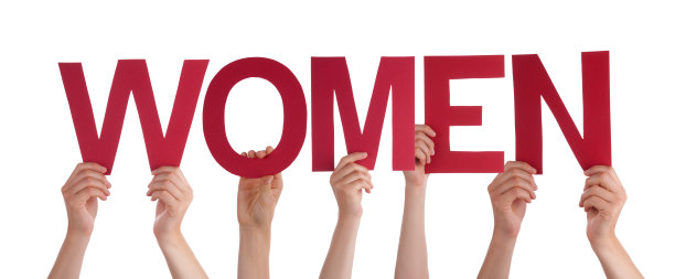 许多人手握红色直字妇女图片下载