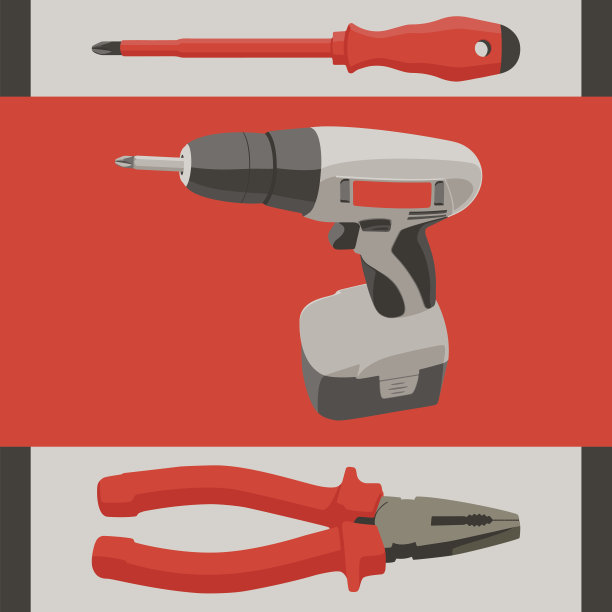 仪器工具套装-螺丝刀，钻头和钳子图片下载