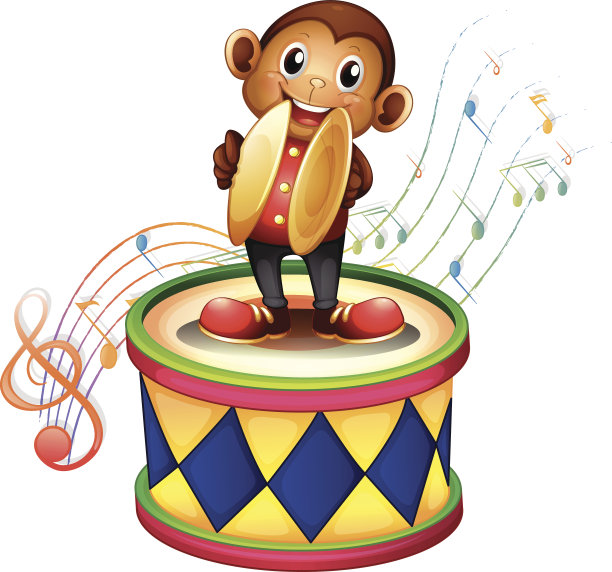 猴子在鼓上敲钹图片下载