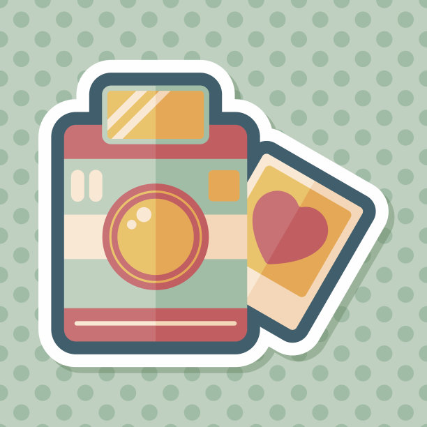 情人节照片长阴影扁平图标，eps10图片下载