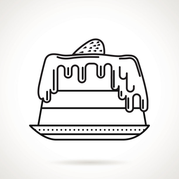 草莓蛋糕黑线矢量图标图片下载