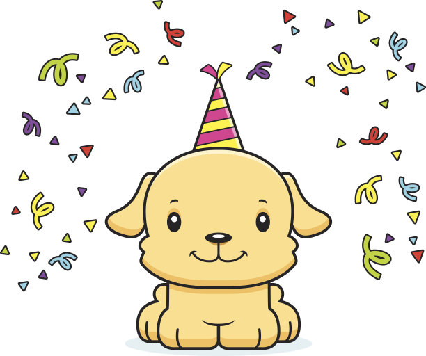 卡通微笑派对小狗图片下载