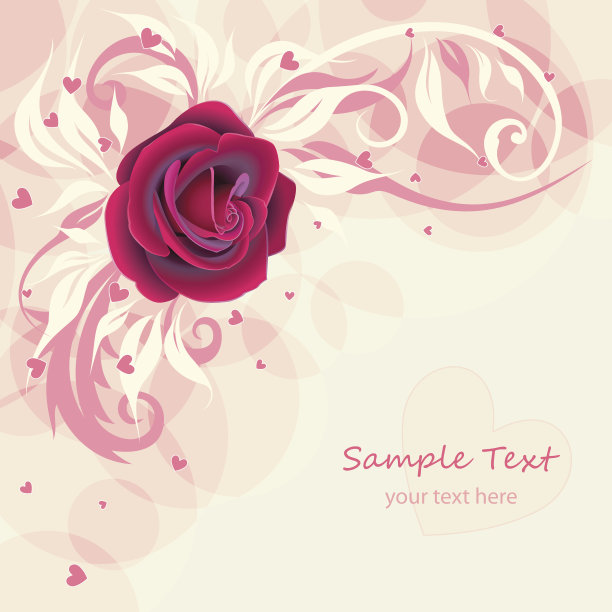 带有粉红玫瑰的贺卡图片下载