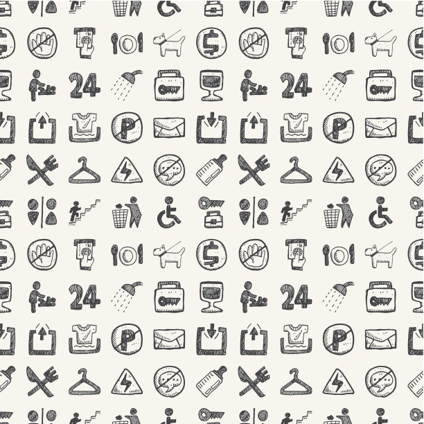 无缝涂鸦公共标志图案图片下载