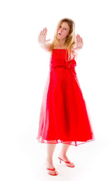 模型孤立在简单的背景停止标志与手图片下载