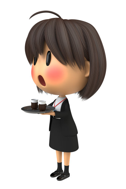 女服务员脸红着去端咖啡图片下载