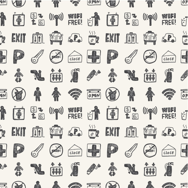 无缝涂鸦公共标志图案图片下载