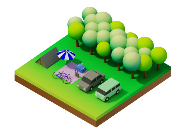 等距森林露营图片下载