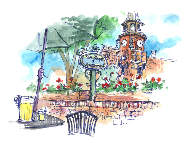 插图:美国Solvang的丹麦小镇素材图片