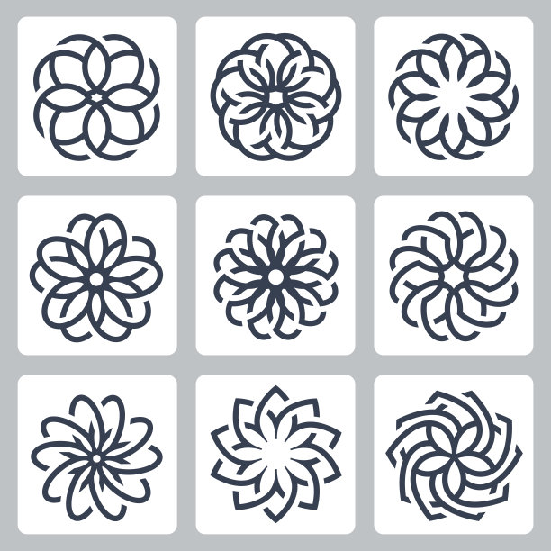 花卉图案向量图标设置图片下载