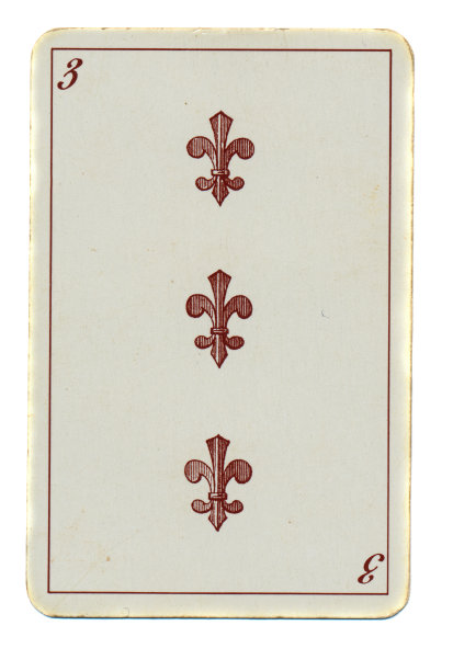 古董扑克牌的交叉数字3孤立图片下载