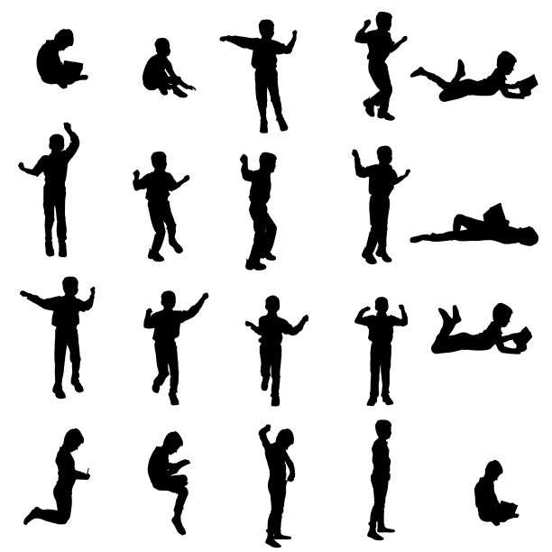 矢量剪影的一个男孩。图片下载