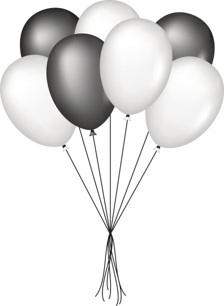 黑色和白色设计的光滑气球图片下载