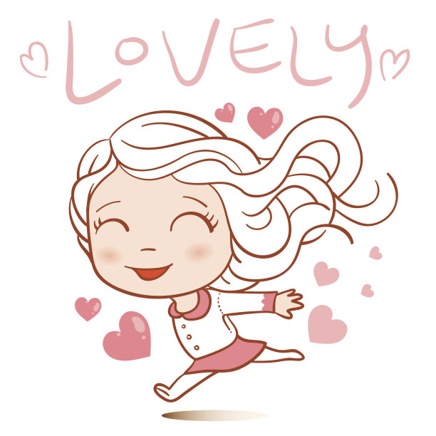 可爱的女孩，带着爱心奔跑图片下载