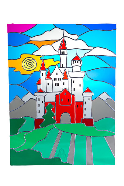 城堡和太阳染色的玻璃图片下载