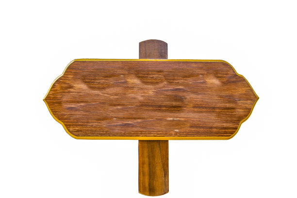 白色背景上的旧木制广告牌图片下载