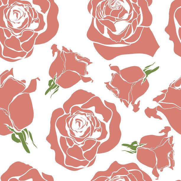无缝图案与风格化玫瑰图片下载