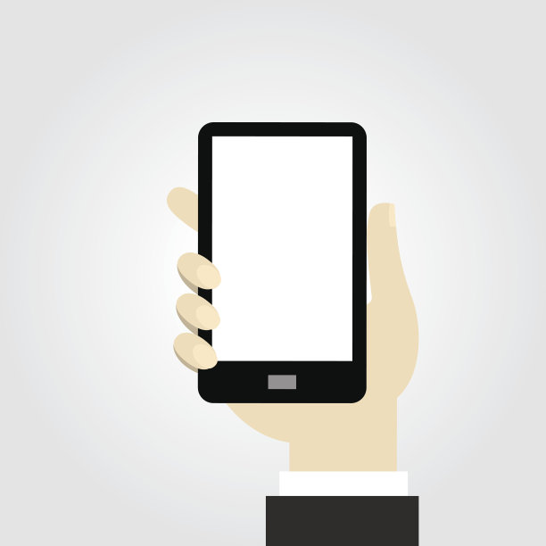 手持手机在平面设计风格图片下载