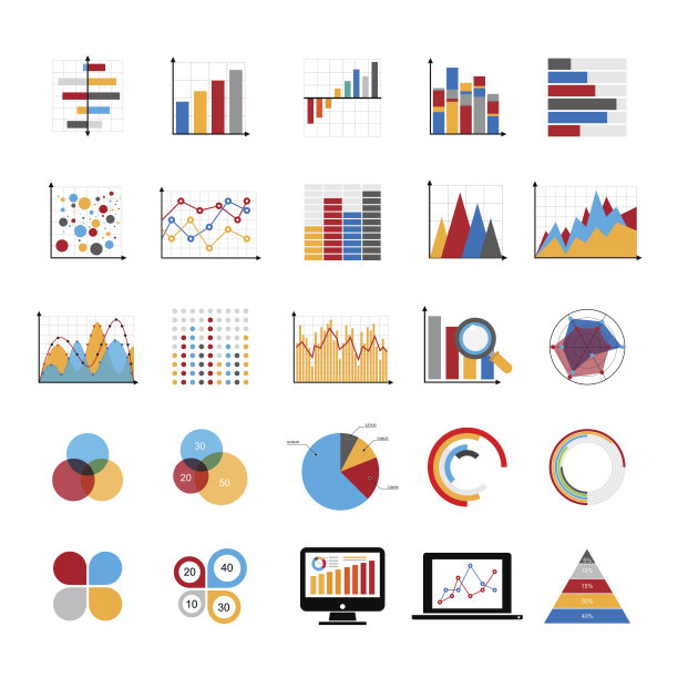 图形图表和业务图表图标集。图片下载