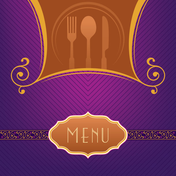 带餐具的菜单卡模板插图图片下载