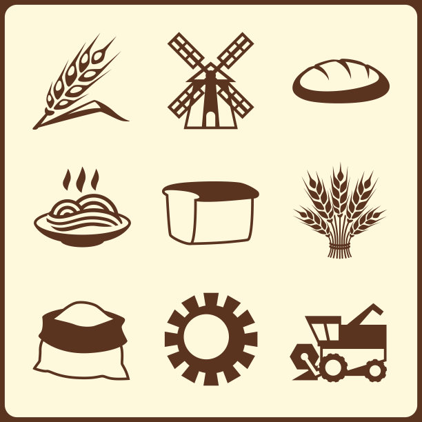 谷物种植和农业图标设置。图片下载
