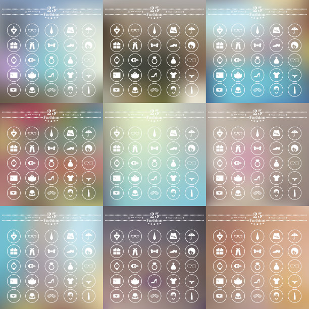 模糊背景上的时尚美女白色图标图片下载