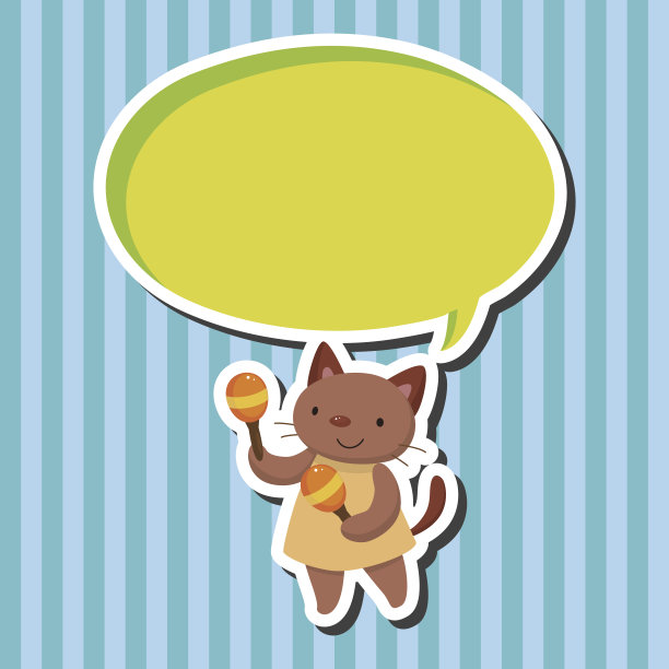 动物猫演奏乐器卡通主题元素图片下载