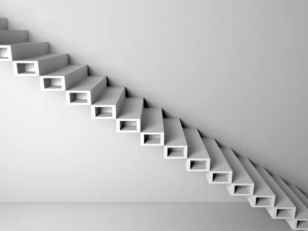 悬臂楼梯结构在墙上，3d图片下载