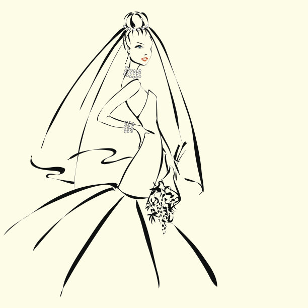 婚礼的邀请与美丽的未婚妻图片下载