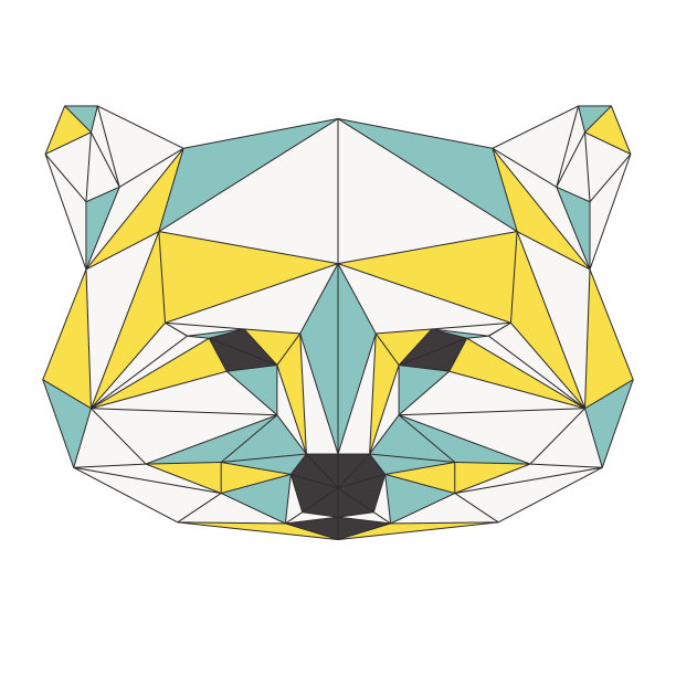 摘要浣熊孤立在白色背景。多边形三角形几何插图图片下载