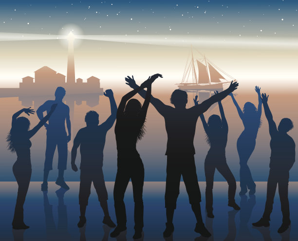 夜晚海滩派对背景图片下载