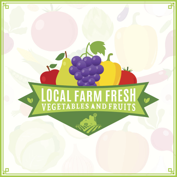 水果和蔬菜标签。水果和蔬菜图标。图片下载