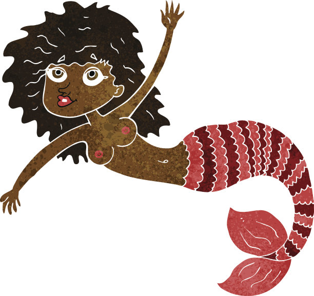 卡通挥舞着美人鱼图片下载