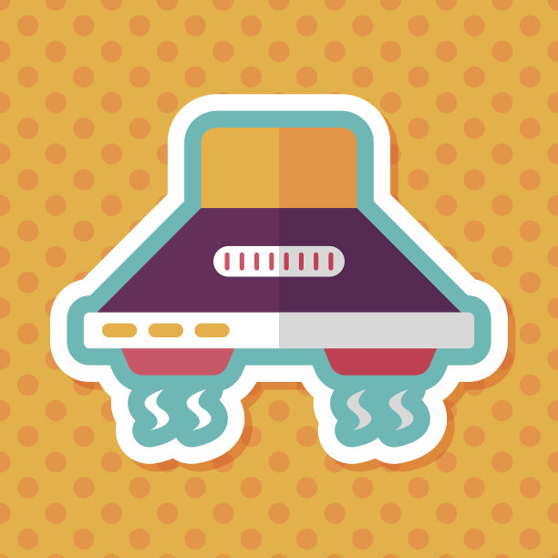 厨房用具抽油烟机平面图标与长影子，eps10图片下载