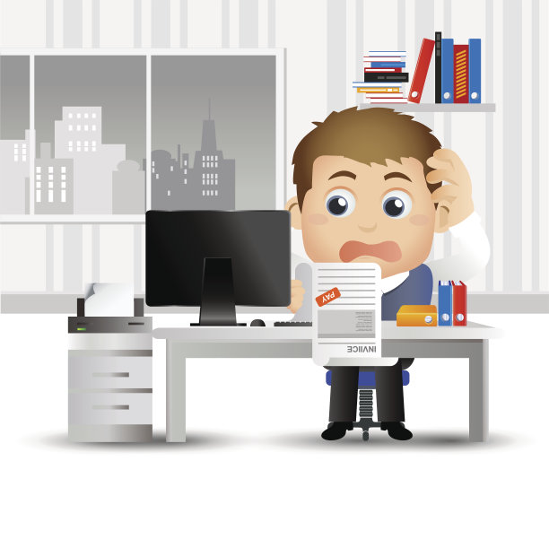 商人们对大量的账单感到压力和担忧图片下载