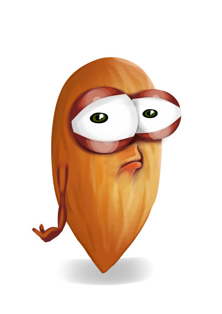 悲伤的杏仁，失望的坚果卡通人物与不快乐的眼睛图片下载