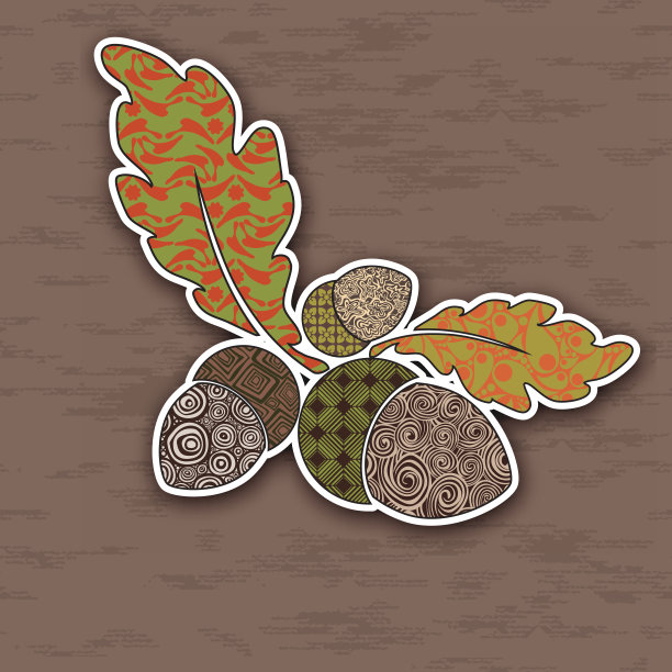 设计元素:橡子。插图的概念。向量图片下载