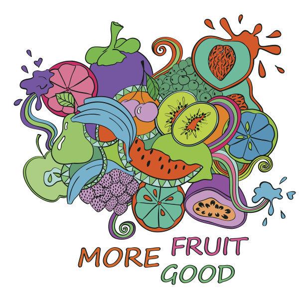 迷幻色彩的水果背景。图片下载