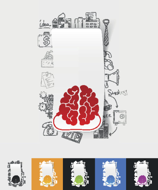 Usb纸贴纸与手绘元素图片下载