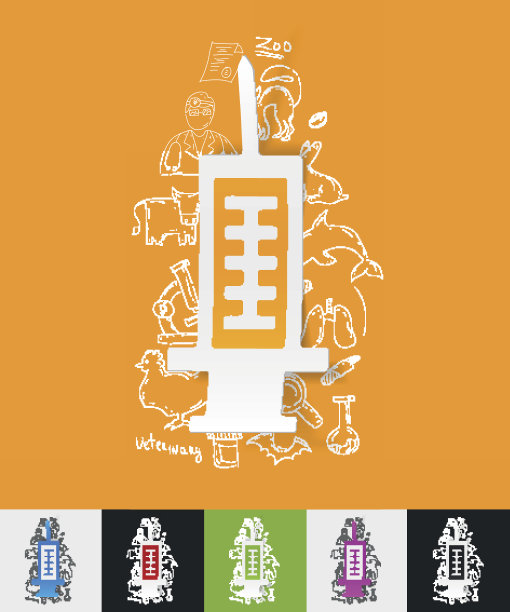 注射器纸贴纸与手绘元素图片下载