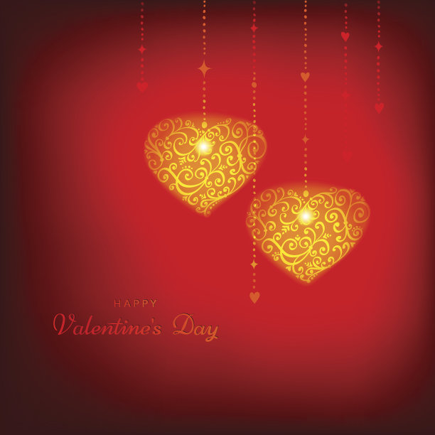 红色情人节快乐的背景与心。向量贺卡。图片下载