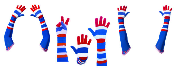 双手戴着彩色手套签名图片下载