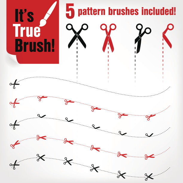 带有切割线的矢量剪刀图标图片下载