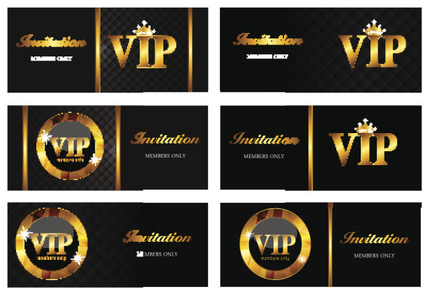 VIP会员卡设置矢量插图图片下载