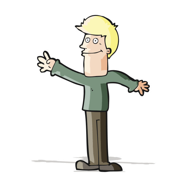 卡通快乐男人挥手图片下载