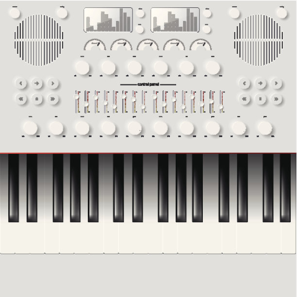 矢量合成器键旋钮按钮和键盘图片下载