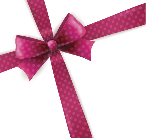 矢量插图孤立的粉红色圆点弓素材图片