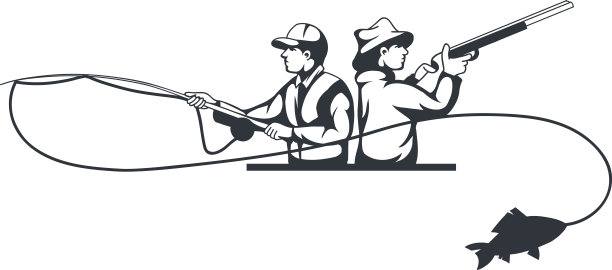 猎人和渔夫的剪影图片下载